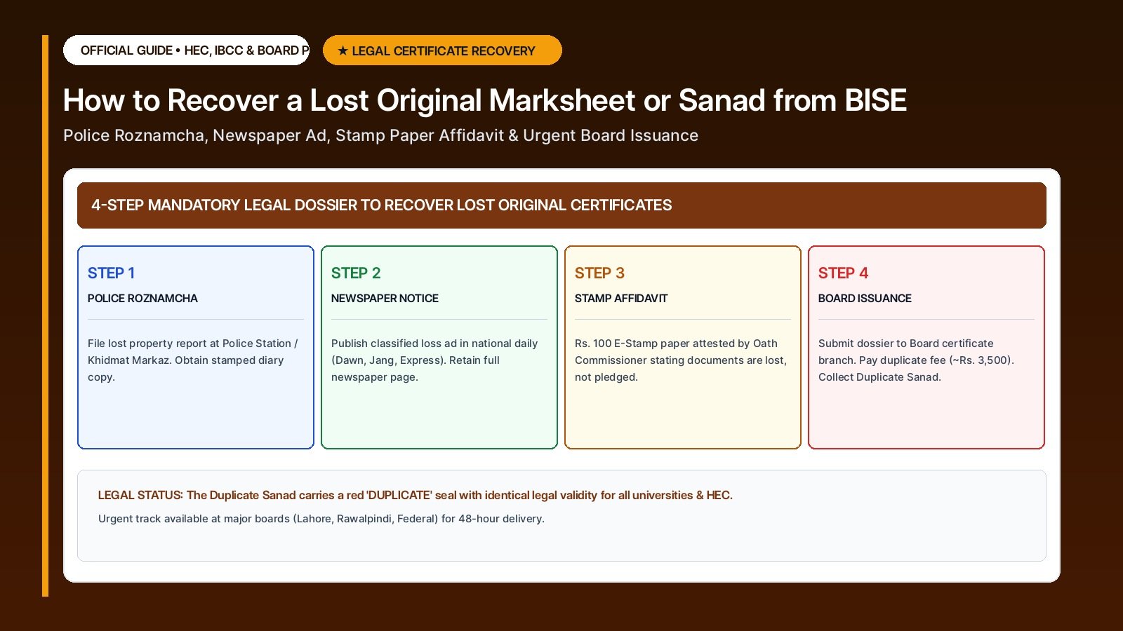 How to Recover a Lost Original Marksheet or Sanad from BISE Board (Duplicate Certificate Guide)