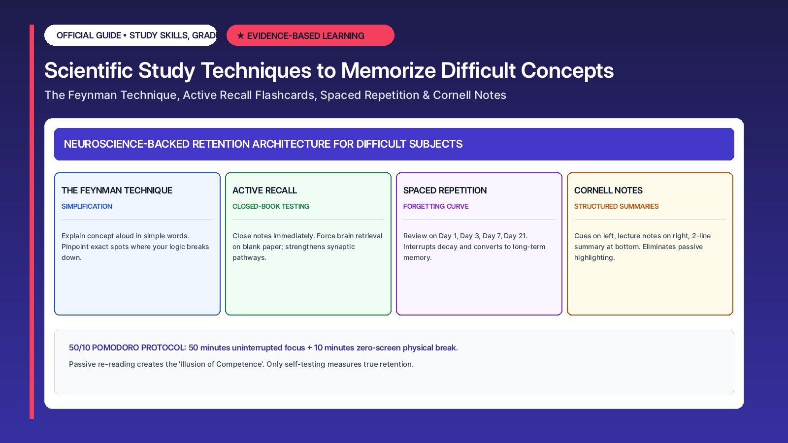 Scientific Study Techniques to Memorize Difficult Concepts (Feynman Technique & Active Recall)