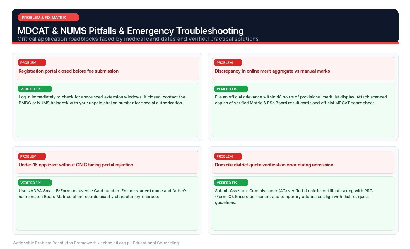 MDCAT & NUMS Pitfalls & Emergency Troubleshooting