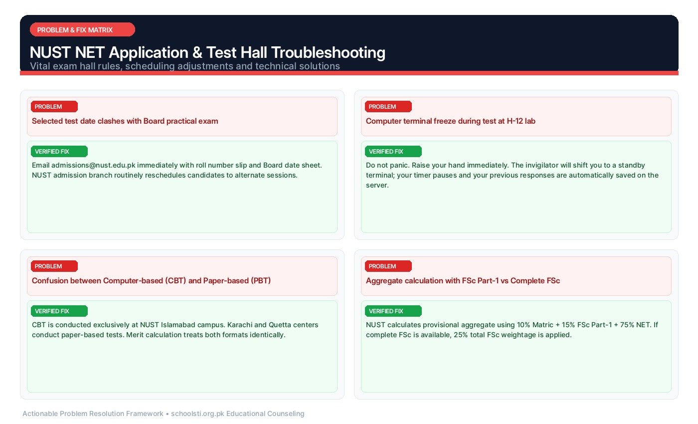 NUST NET Application & Test Hall Troubleshooting
