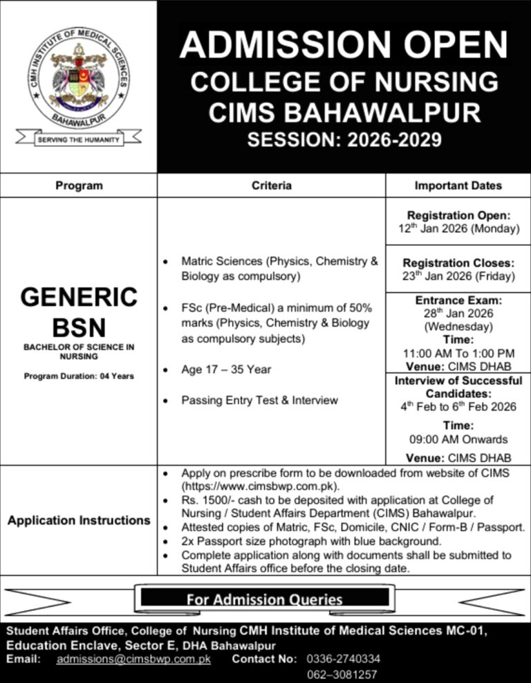 College of Nursing, CMH Institute of Medical Sciences Bahawalpur