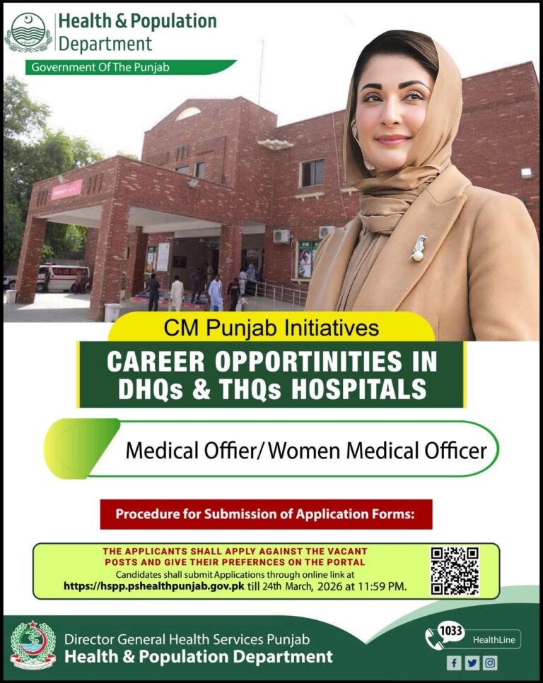 Career Opportunities in DHQs & THQs Hospitals – Apply Now
