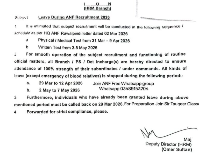 ANF physical tests will commence from 1st of April