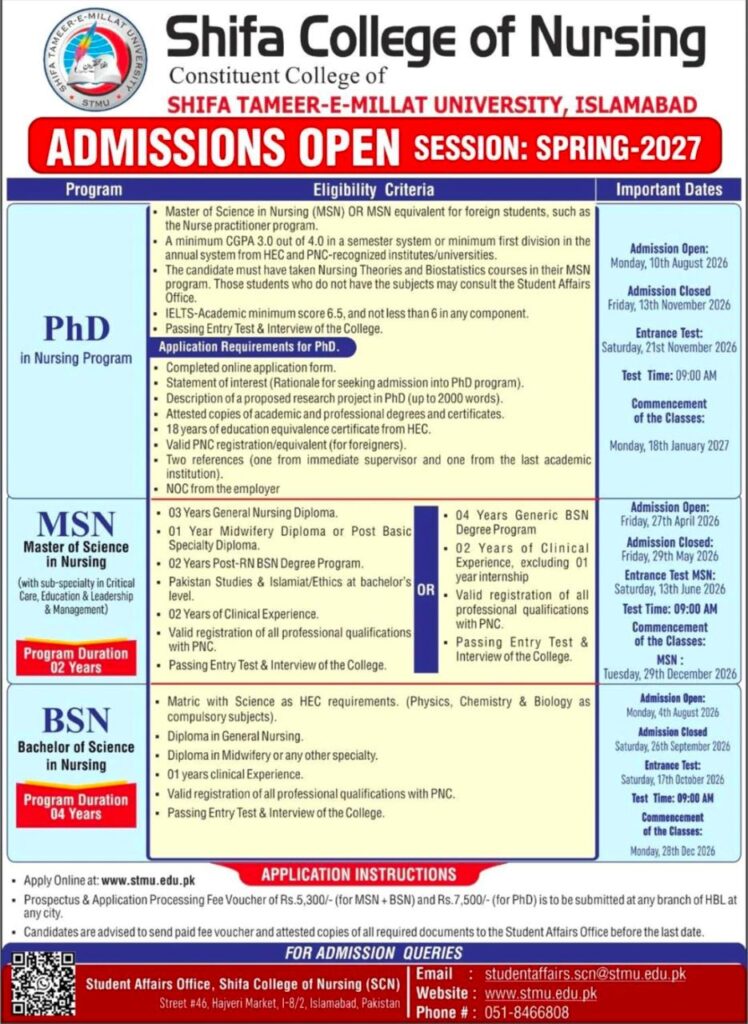 Shifa College of Nursing, Islamabad Constituent College