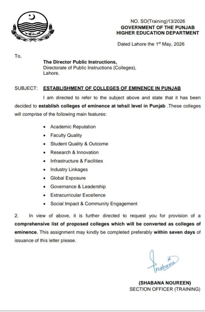 ESTABLISHMENT OF COLLEGES OF EMINENCE IN PUNJAB ESTABLISHMENT OF COLLEGES OF EMINENCE IN PUNJAB