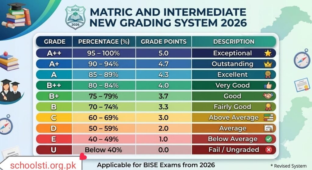 The 2026 BISE Matric & Intermediate Grading System