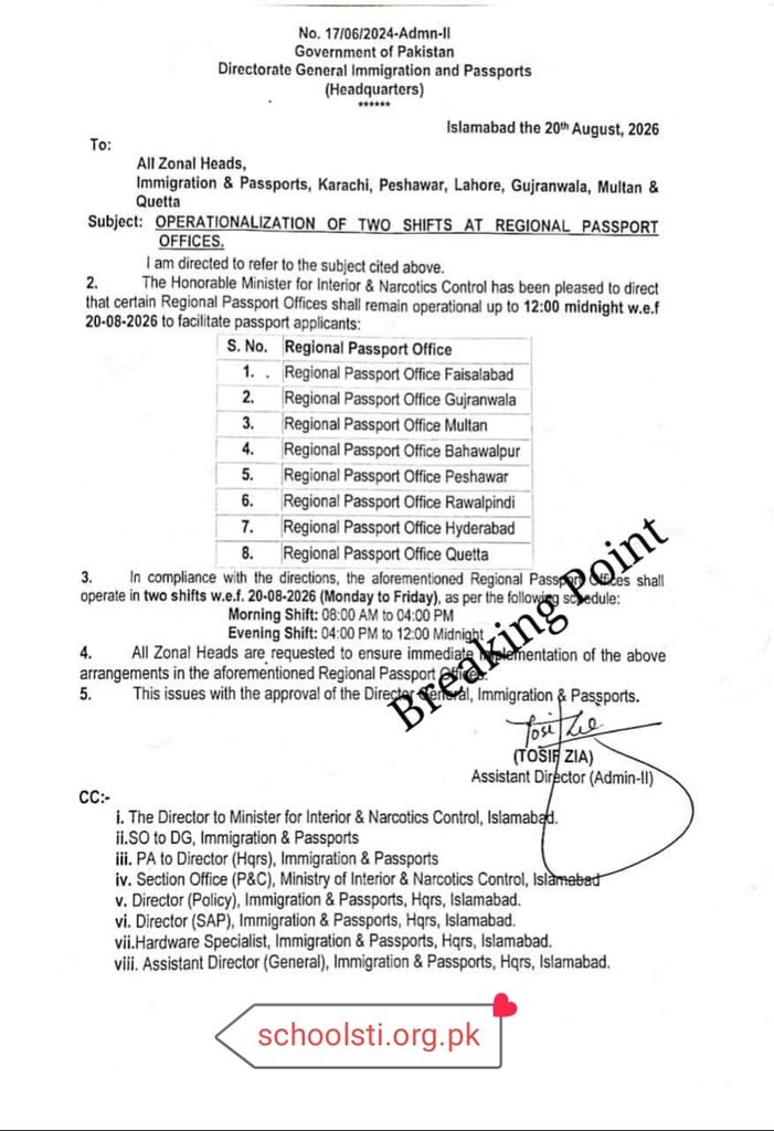 New Regional Passport Office Timings in Pakistan for 2026 1 passport new timing 2026