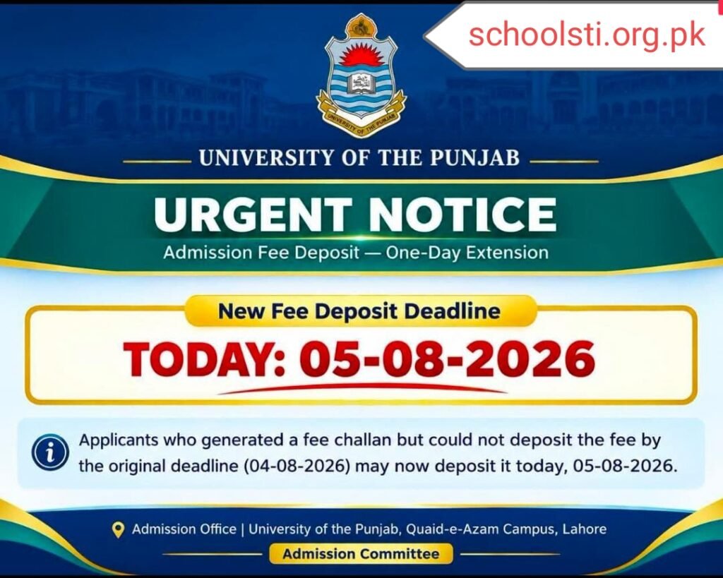 Punjab University Extended the Fee Submission Date for 2026-27