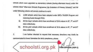 Punjab Afternoon Schools Upgradation Guidelines 4 afternoon School notification
