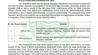 bise 9th class result
