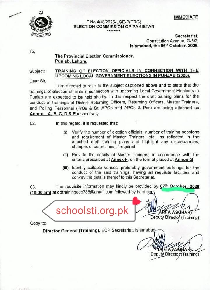 ECP Orders Training of Election Officials for Punjab Local Government Elections 2026