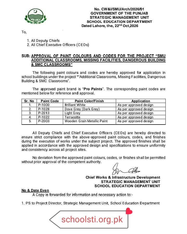 Approval of paint Color for school building area Approval of paint Color for school building area